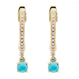 Hoop￶rh￤ngen Original Brand Factory Custom Wholesale Classic Turquoise Dangle Huggie Earring 925 Silver