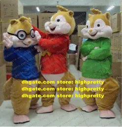 New Alvin and the Chipmunks Mascot Costume Adult Cartoon Character Outfit Stage Properties Costumes CX019