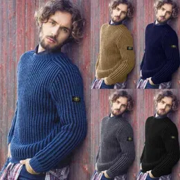 Męskie swetry Lugentolo Pullover Mężczyźni jesujący zima okrągły NE -Knity górny kolor stały kolor Vintage Sweater w stylu G221018