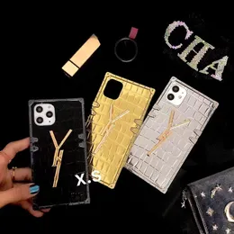 Luksusowe etui na telefony Projektant skóra krokodyla Ziarno Case Moda Złote litery Phonecase Cover Shell dla IPhone 14 Pro Max 13 12 11 XS XR 8P 7