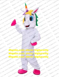 Biały jednorożec pony Flying Horse Mascot Costume dla dorosłych kreskówek strój postaci otwierający odbiór