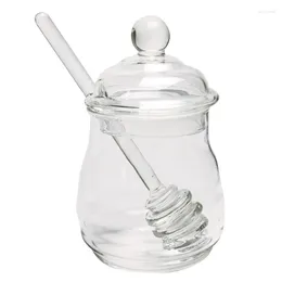 Storage Bottles Glass Honey Jar High Borosilicate Kitchen Pot With Dipper And Lid Container 250ML