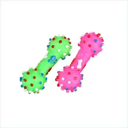Dog Toys Chews Novelty Py Squeeze Squeaky Toys Eco Friendly Pvc Dotted Bone Shaped Doggy Cat Chewing Toy Fit Pet Small Animal Supp Dhtbf