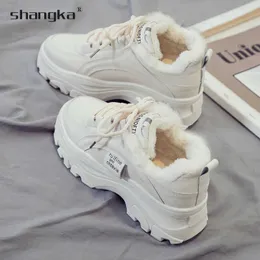 Other Shoes Ankle Snow Sneakers Woman Female Fashion PU Plush Winter Shoes for Women Platform Flats WarmBooties Sports Cotton Chunky Padded L221019