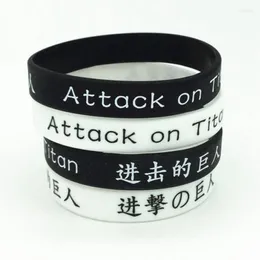 Charm Bracelets Anime Attack On Titan Bracelet Punk Style Braided Leather Unisex Silicone Rubber Elastic Band Gift Wholesale