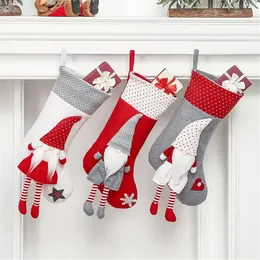 Meias de Natal 18in Grandes meias de gnomo sueco lareira pendurada presente de retenção da bolsa Xtmas Decorações Rre15185