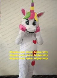 Biały jednorożec Pony Flying Horse Mascot Costume Adult Cartoon Postacie strój ceremonii ślubnej Produkt Produkt CX2051