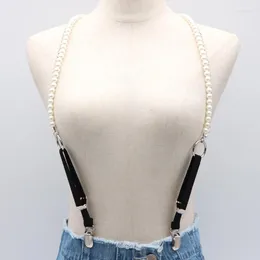 Pasy moda kryształ perłowy szelki kobiety regulowane elastyczne punkty metalowy pasek sexy