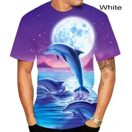 Męskie koszule 2022 Produkt Moda Moda Dolphin 3D T-shirt T-Shirt Summer Męska szyja