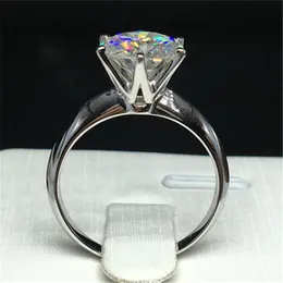 Yüzükler Katı Beyaz/Sarı/Gül Altın Renk Yüzük Solitaire 2.0ct Lab Diamond Wedün Bandı Anillo De Oro Oro 18 K Mujer Kadınlar için Hediye