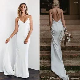 2023 Mermaid Wedding Dresses Bridal Gown Spaghetti Straps Chiffon Backless Sweep Train Custom Made Beach Country Plus Size vestido de novia