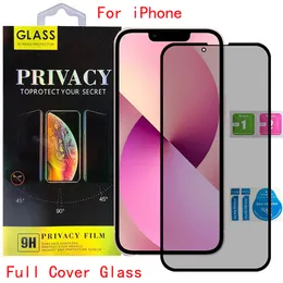 Privacy Anti-Peeping Anti-SPY Full Cover Temperted Glass Screen Protector dla iPhone'a 14 13 12 11 Pro Max XR XS Samsung A72 A52 A42 A32 A22 A12 A02S 5G z pudełkiem detalicznym