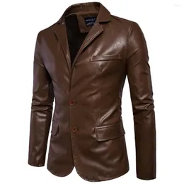 Men's Suits PYJTRL Men's Wear PU Leather Clothing Loose Coat Blazers Jaket Men