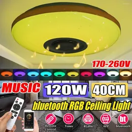 천장 조명 120W 최신 램프 스마트 RGB 조명 음악 LED 실내 조명 앱 Bluetooth 170-260V 40cm