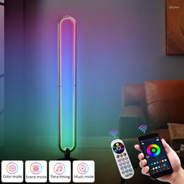 Lampy podłogowe salon Ściemnina Lampa narożna Tuya Smart RGB LED Bluetooth Mood Light do sypialni Nordic Decor Decor Wewnętrzne wnętrze