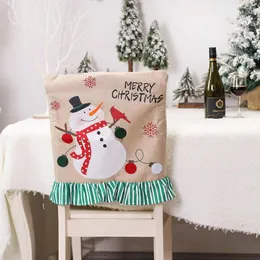 椅子はクリスマススリップカバー漫画ディナーテーブルカバーカバー快適な耐久性のある耐久性のある服をキッチンドレスアップ小道具のために再利用可能