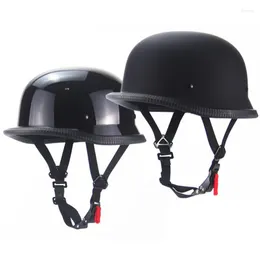 Motosiklet Kaskları M/L/XL/XXL Kask Casco Moto Yarım Yüz Vintage Retro Alman Scooter Parlak Siyah Araba Styling Dot