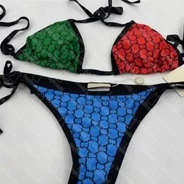 Kvinnors plus storlek badkläder sommar andas bikinis uppsättning för kvinnor baddräkt badkläder tryck lady två stycken designer födelsedag present trendig strand