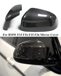 Car Glossy Carbon Fiber Rearview Side Wing Mirror Cover for BMW X3 X4 X5 X6 F15 F16 F25 F26 Covers Cap