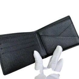 Luxurys män plånböcker klassiska män plånbok ränder texturerade plånbok flera bifold kort liten med låda kvalitetsmakar 2210018l