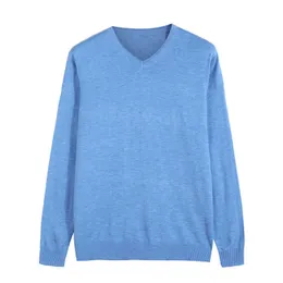 Męskie swetry Nowy V-ne wełniany biznes swobodny stały kolor w Pullover Brand Cloes Blue Red Bla G221018