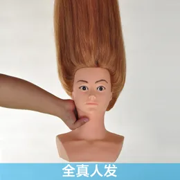Modelo de cabeça com pêlos de cabelo de cabelo ombro