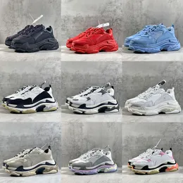 Men's and women's casual shoes top triple-s 17FW Paris light blue pastel black gray white pink orange multicolor upscale men's dad brand sneakers 2022