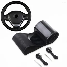 Steering Wheel Covers Car Sports Wheels Cover 38CM Carbon Fiber Steeringwheel Luxury Crystal Leather Braids