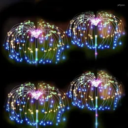 4pcs Luzes solares solares ao ar livre Fireworks à prova d'água Fireworks Diy Decorativo Sparkles Speak Light Light Light