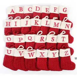A-Z Christmas Stock Decorations Red Snowflake Custom 26 حرفًا الجوارب الزخارف الشجرة الزخارف ديكور أكياس الحلوى JNB16519