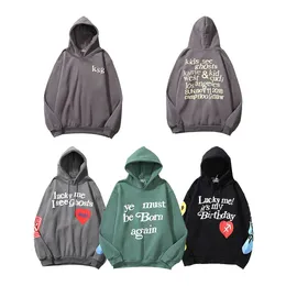 Mens Hoodies Letter Lucky Me 나는 고스트 인쇄 하이 스트리트 힙합 후드 티 남자 여자 부부 yzys 낙서 느슨한 스웨트 셔츠 탑