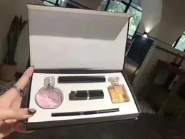 High end Marka makyaj seti 15 ml parfüm rujlar eyeliner maskara 5 adet kutu Dudaklar kozmetik seti kadınlar için hediye Hızlı Teslimat