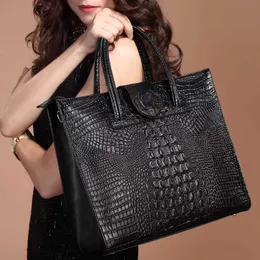 Кожаные сумки через плечо, женская сумка, большие сумки, большой вместительный портфель, крокодиловый узор, натуральная женская ручная сумка, роскошная