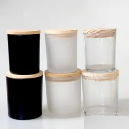 Kaarsenhouders sublimatie matglas kaarsenhouder tuimelaar met bamboe deksel blanco water flessen diy warmteoverdracht potten 5704 Q2 dr Dh6fu