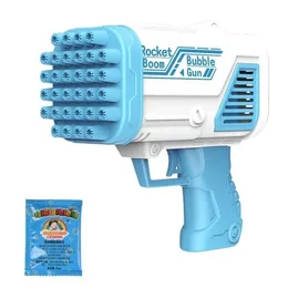 Novelty Games Electric Bubble Bazooka Gatling S Gun Toy 32-håls automatisk maskin Summer utomhus tvålvattenspel baby barn leksaker 221018