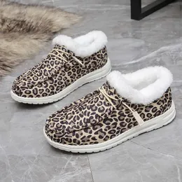 أحذية أخرى Leopard Print Shoes Shoes Flats Flats Comfort Slips on Mujer Zapatillas Winter Warm Plush Supcanize Sneakers Fur Mocassin L221020