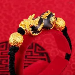 Браслеты со звеньями Hi Unisex Temperature Transform PI Xiu Bracelet 24k Gold Chain Hand Party Друг Подарок на день рождения День отца Изящные украшения