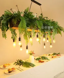 Osobowość Kreatywna restauracja ogrodowa lampy wisiorki proste duszpasterskie w stylu przemysłowym symulacja tawerna zielony żyrandol roślinny