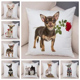Pillow Lovely Pet Animal Case Decor Cute Little Dog Chihuahua Pillowcase Soft Plush Cover For Car Sofa Home 45x45cm