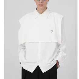 Camisas casuales para hombres Estilo original Y2K Blusa y chaleco básicos para hombres Conjunto de dos piezas Primavera Otoño Celebridad Conjuntos de camisas sueltas de gran tamaño