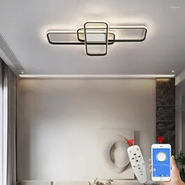 Plafoniere Lampada moderna a LED per soggiorno Camera da letto Studio AC85-265V per interni Illuminazione di colore nero o oro