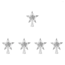 Christmas Decorations 5x Festival Metal Treetop Pentagram Adornment Xmas Tree Topper Star Decor