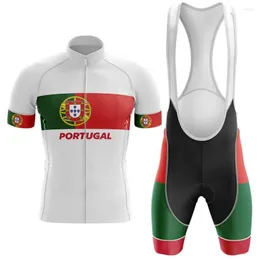レーシングセットパワーバンドポルトガルナショナルショートスリーブサイクリングジャージーサマーウェアロパシクリスモビブショーツ