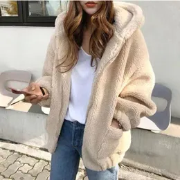 Cappotti di pelliccia da donna donna inverno 2022 moda spessa giacca in velluto di agnello con cerniera cappotto sintetico caldo Harajuku