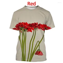 남성용 T 셔츠 2022 여름 3D 꽃 여성 패션 프린트 짧은 슬리브 창조적 인 그라디언트 꽃 캐주얼 스포츠 티셔츠