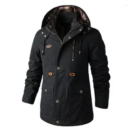 남자 다운 자켓 씻은면 겨울 자켓 남자 캐주얼 후드가있는 따뜻한 파카 코트 바람 방전 군