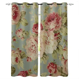 Curtain Peony Flower Vintage Curtains For Bedroom Living Room Luxury European