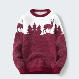 Men's Sweaters Knitted Pullover Casual Warm Knitwear Long Sleeves Cloing Christmas Elk Male Loose Tops G221018