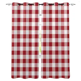 Curtain Red Plaid Pastoral Style Curtains For Bedroom Living Room Luxury European