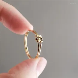 Pierścienie klastrowe węzeł ring14k Złota wypełniona kostką pierścień biżuteria boho aNILLOS MUJER minimalistyczne stosy bohemian dla kobiet